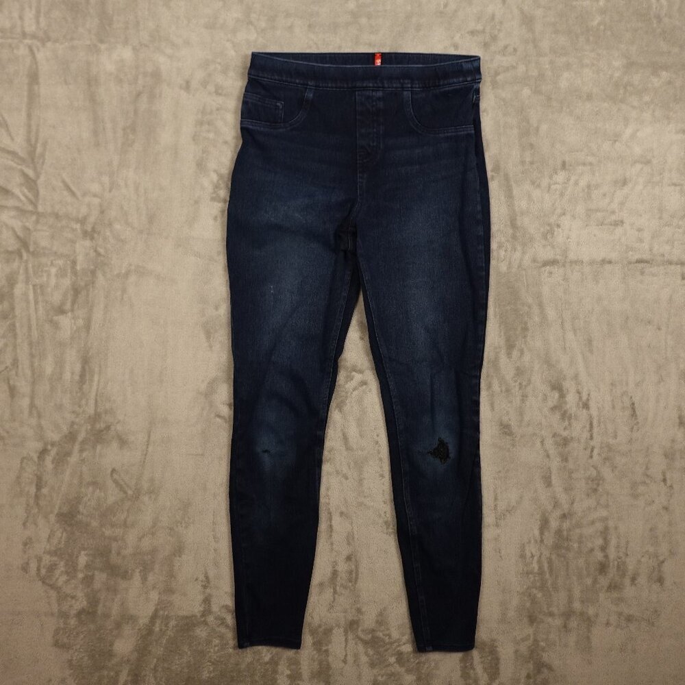 Spanx jean-ish ankle leggings women's‎ medium tall blue distressed